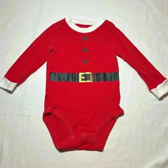 Carter's - long sleeve Santa designed onesie top.  Size 12 months - Picture 1 of 3